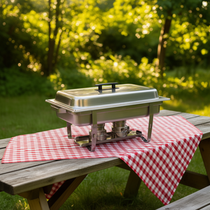 Juego de buffet para exteriores de acero inoxidable, 2 piezas, bandeja para asar con tapa, para pícnic, camping, utensilios de cocina - Product Image 2
