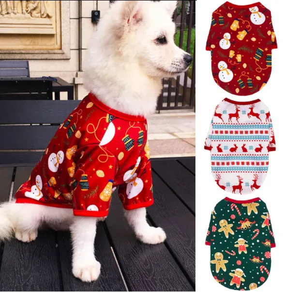 Proveedores Ropa De Perro Christmas Dog Clothes Cotton Pet Clothing For Small Medium Dogs Vest Shirt New Year Puppy Dog Costume