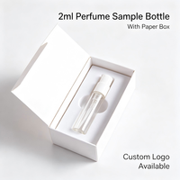 Botol Semprot Parfum Mini 2ml, Kaca Transparan, Leher Crimp, Botol Sampel Parfum Sekali Pakai, Vial Tester dengan Sprayer Hitam Putih