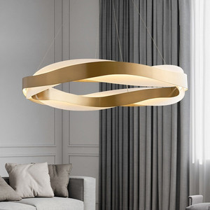 Nuovo soggiorno in acciaio inox creativo acrilico circolare anello d'<span class=keywords><strong>oro</strong></span> luce pendente con acrilico e <span class=keywords><strong>oro</strong></span> - Product Image 2