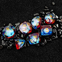 Dés en résine à bords vifs avec œil mobile, lot de 7 dés polyédriques pour D&D RPG, vente en gros