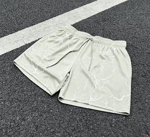 Shorts d'été en maille respirante 100 % polyester, taille mi-haute, tricotés, imprimés par sublimation, avec élastique personnalisé style vintage et entrejambe de 5 pouces - Product Image 2