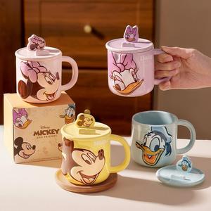 Mug en céramique <span class=keywords><strong>Mickey</strong></span> <span class=keywords><strong>Minnie</strong></span> Donald Duck Daisy avec support pour téléphone, couvercle et support, tasse à café mignonne pour enfants - Product Image 1