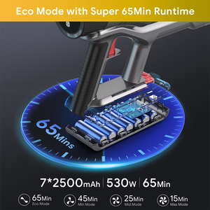 Aspirateur balai sans fil S702-2 avec écran tactile LED, filtre sans sac, 38 kPa, moteur sans balais rechargeable 500 W, aspiration à sec, bac à poussière 1,2 L - Product Image 6