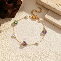 Bracelet en acier inoxydable avec perles de pierre naturelle irrégulières en forme de cœur, bijoux géométriques minimalistes pour femmes, vente en gros