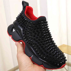 Luxury Designer Rivets Men Shoes Brand Sneakers Women Red Bottom Casual Sneakers Unisex Platform Trainers Zapatillas Hombre
