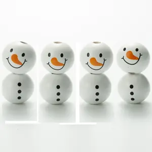 20Mm Sneeuwpop Houten Kralen Kerst Thema Kleurrijke Houten Kralen Houten String Diy Accessoires