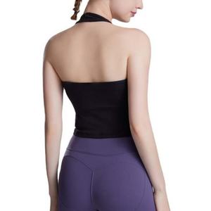 Custom High Quality Womens Gym Sports Stringer Knit Workout <b>Sleeveless</b> Vest <b>Short</b> Tight Backless Yoga tank <b>Top</b> for Women - Product Image 2