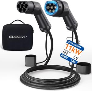Câble de charge ELEGRP 11KW EV <span class=keywords><strong>Type</strong></span> <span class=keywords><strong>2</strong></span>, 5M 16A triphasé, <span class=keywords><strong>Type</strong></span> <span class=keywords><strong>2</strong></span> à <span class=keywords><strong>Type</strong></span> <span class=keywords><strong>2</strong></span> <span class=keywords><strong>Mode</strong></span> <span class=keywords><strong>3</strong></span> Câble de charge avec sac pour voiture électrique EV/PHEV - Product Image 1