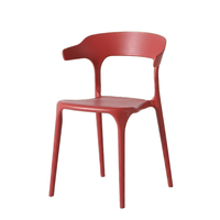 Silla de Bar Moderna de Plástico Rojo con Reposabrazos Fijos, Diseño Contemporáneo Ligero, Muebles para Restaurantes/Comercios