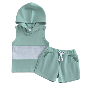 Hongbo Kids Short Sleeve Boys Girls <strong>Organic</strong> Cotton <strong>Baby</strong> <strong>Clothes</strong> French Terry Clothing Kids T-shirt Set