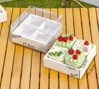 Boîte à gâteaux portable à quatre compartiments, 4/6 trous, multi-pièces, transparente, pour emballage de desserts, boîtes d'expédition, petites coupelles à mousse, vente chaude
