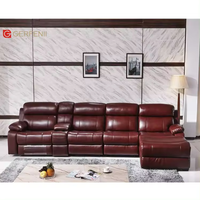 Ensemble de canapés d'intérieur en cuir Gerfenii Meubles de salon Canapé-lit d'angle moderne en forme de L sectionnel inclinable rouge