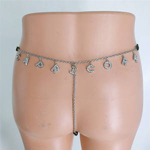 String avec lettres en strass et cristaux pour femmes, bijoux en chaîne de taille et de corps du zodiaque, 1 pièce, nouveauté - Product Image 6