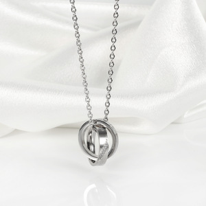 18K PVD Gold Stainless Steel Couple <b>Ring</b> Pendant <b>Necklaces</b> | Matching His and Hers Circle Charm <b>Necklace</b> Set for Lovers - Product Image 2