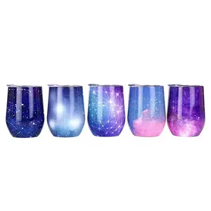 Professional Manufacture Double Wall 304 Sky Colours 12 Oz Insulated Stainless Steel Wine Tumbler