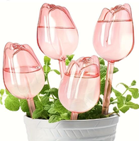 Ampoule de Globes d'arrosage automatique en verre en forme de tulipe rose pour plantes d'intérieur