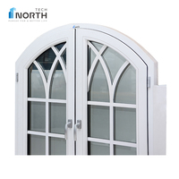 Ventanas y Puerta de Madera con Revestimiento de Aluminio y Vidrio Fijo Estilo Francés con Certificación NFRC en Venta