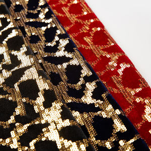 深蓝色韩国天鹅绒面料2026s高品质亮片面料刺绣晚礼服 - Product Image 5