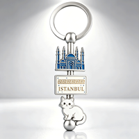 Porte-clés souvenir de voyage en métal lourd, plaqué argent gravé en alliage de zinc, personnalisé en Chine