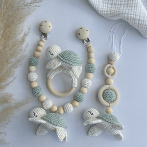 Offre Spéciale tortue ensemble en bleu avec poussette chaîne anneau de dentition hochet pendentif pour bébé siège bébé saisir jouet cadeau de <span class=keywords><strong>naissance</strong></span> jouet en bois - Product Image 2