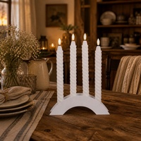 Lot de 4 bougies coniques sans flamme LED 3D à effet de flamme réelle, en plastique blanc en spirale, rechargeables par USB Type-C, avec mèche noire