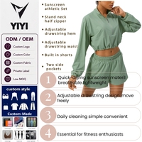 Ensemble de vêtements de sport pour femmes, logo personnalisé, été, anti-UV, protection solaire, yoga, deux pièces, veste coupe-vent à fermeture éclair, jogging en plein air, survêtements