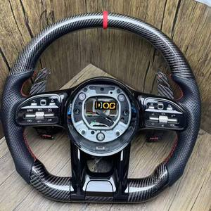 Volant en bois DOS pour <span class=keywords><strong>Mercedes</strong></span>-Benz <span class=keywords><strong>AMG</strong></span> W204 W211 W213 W205 C63 E63 S63 G63 G65 <span class=keywords><strong>Gts</strong></span> Gtr Gla Glb en cuir perforé - Product Image 2