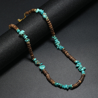 Collier tendance pour femme, style bohème géométrique, en coquilles de noix de coco naturelles, pierres œil de tigre et turquoise, idéal pour un anniversaire