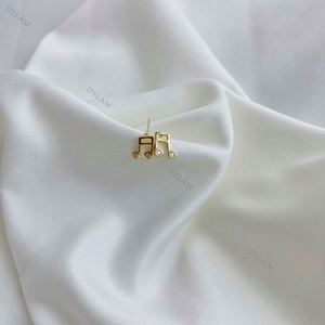 Dylam Trendy Sterling S925 <b>Silver</b> With 18k Gold Plated Musical Note <b>Stud</b> Earrings for Girl - Product Image 4