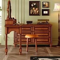 Commode multifonctionnelle en bois massif de style vintage, table de maquillage rétro pour chambre à coucher, coiffeuse, table de chevet