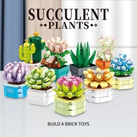 Gaomisi Mini Succulente en Pot Modèle de Construction Jouet Blocs de Construction Fleur Épanouieuse DIY Cadeau Matériau ABS Enfants