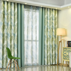 Tissu occultant imprimé pour rideaux, haute occultation 70%-90%, largeur 280 cm, motif <span class=keywords><strong>feuille</strong></span> de palmier pour salon et chambre à coucher - Product Image 3
