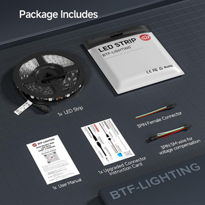 Tira de LED RGB Digital Direccionable <span class=keywords><strong>BTF</strong></span> <span class=keywords><strong>LIGHTING</strong></span> de 3 Leds, Controlable, DC12V, Ip20, Ip30, Regulable, Color de Ensueño, Ws2811 - Product Image 5