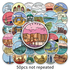 50PCS Ciudades italianas Milán Venecia Florencia <span class=keywords><strong>Roma</strong></span> Torino Vintage Art Buildings Italy Travel Sticker - Product Image 6