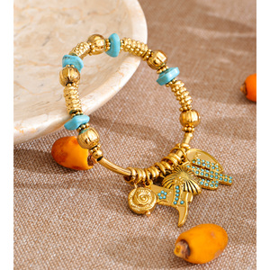 Gelang JINYOU 4031 <span class=keywords><strong>2026</strong></span> Motif Bunga Sepatu Gaya Eropa Vintage Pembawa Keberuntungan, Gelang Manik-Manik Buatan Tangan dari Baja Anti Karat - Product Image 3