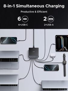 แท่นชาร์จ GaN แบบตั้งโต๊ะ 200W 8 พอร์ต สำหรับชาร์จโทรศัพท์เร็ว รุ่น S25 X766/55763 สำหรับ X766/55763 X766/5 - Product Image 2