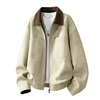 Veste en cuir PU pour homme, style américain robuste et décontracté, prête pour la ville, avec fermeture éclair et col rabattable, personnalisable