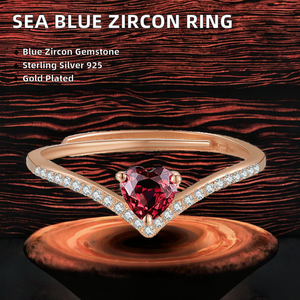 Red <b>Garnet</b> Heart Shape Engagement Wedding <b>Ring</b> 925 Sterling <b>Silver</b> Gold Plated Party Women's Jewelry <b>Rings</b> - Product Image 2