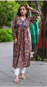 Lujoso traje Anarkali con estampado de rayón pesado de 14kg, corte Naira, vestido de seda de estilo completo, diseño étnico para mujeres, ropa India paquistaní - Product Image 2