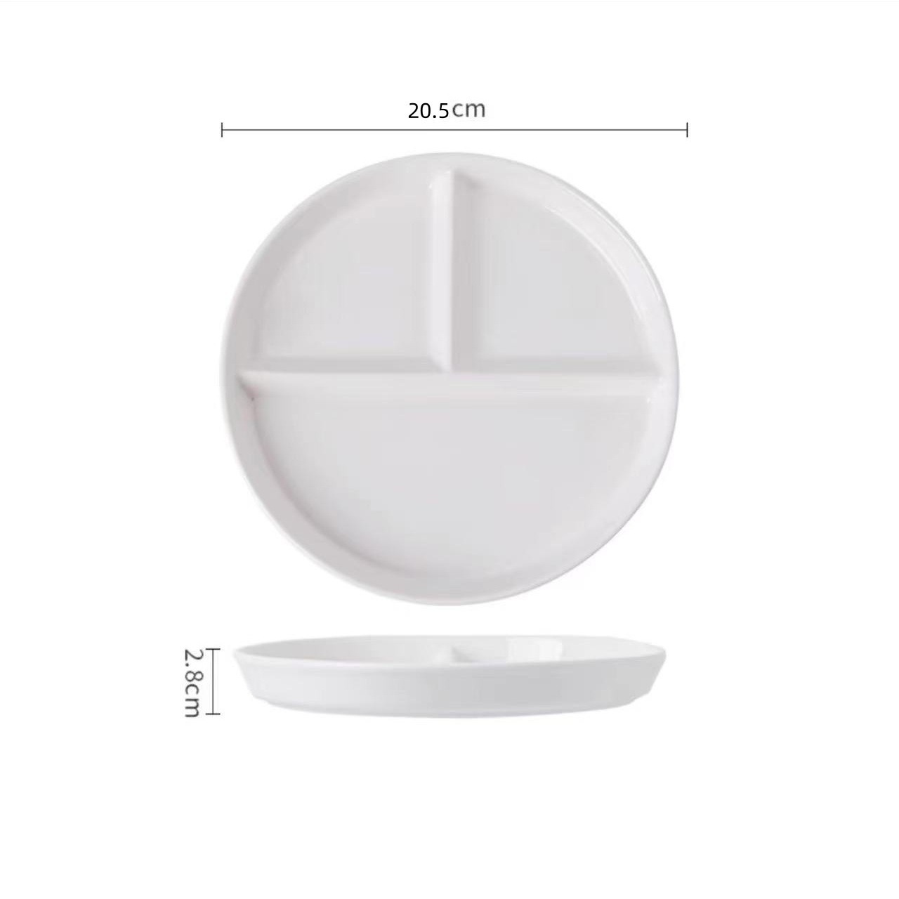 Bandeja dividida de 8 pulgadas (redonda) en blanco puro.