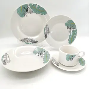 Hot sale south Africa nordic 20pcs dinnerware luxury ceramic porcelain decal white round dinnerset