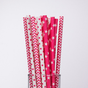 Disposable Paper Straws 7x210Mm With Gold Stars And Patterns For Party Use - Product Image 2