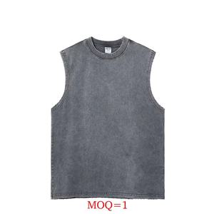 Hot Streetwear Oversized Unisex Gym Tank Top Custom Cut Short Sleeve Knitted 100% Cotton <b>T</b>-<b>shirt</b> Printing <b>Muscle</b> <b>Shirt</b> Acid Wash - Product Image 5