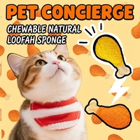 Mainan Gigit Kucing Ramah Lingkungan Bentuk Drumstick Ayam, Pembersih Gigi Alami dari Loofah, Perlengkapan Hewan Peliharaan, Catnip, Interaktif