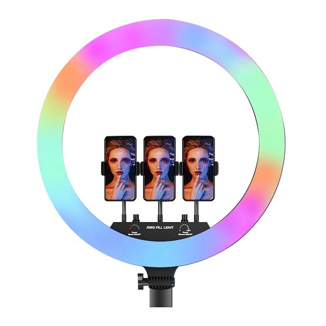 MJ18 Photographic Lighting Rainbow LED RGB Ring Light 18 Inch with Tripod Stand