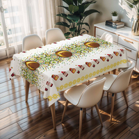Nappe de table rectangulaire blanche pour fête du Ramadan RNPT, avec dos en PU antidérapant, nettoyage facile, épaisseur 0,5 mm, pour pique-nique