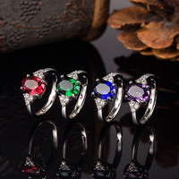 Bagues De mariage en Zircon bleu rouge violet, anneau De fiançailles, fête d'anniversaire, mariage