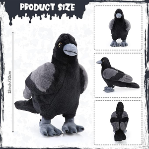 ODM OEM <span class=keywords><strong>Peluche</strong></span> Corbeau Noir Réaliste, Jouet en <span class=keywords><strong>Peluche</strong></span> pour Animaux de Compagnie, Cadeaux de Fête, Décoration d'Intérieur, Jouets en <span class=keywords><strong>Peluche</strong></span> Corbeau Debout pour Enfants - Product Image 3