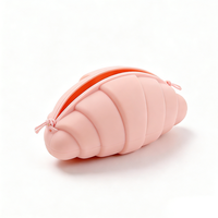 Porte-monnaie en silicone en forme de croissant, mignon, étanche, avec cordon, en forme de pain